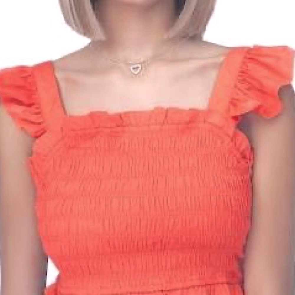 NWT Meraki Ruffled Crop Top Tie Bow Red Size XS